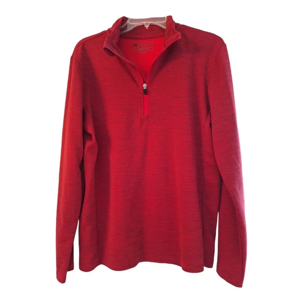 Russell Athletic Dri-Power Lightweight 1/4 Zip Men's Heathered Pullover Maroon M